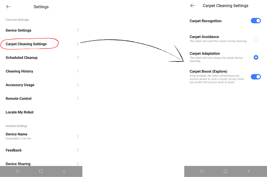 Периметр ковра Dreame L10s Pro в приложении Dreamehome.
